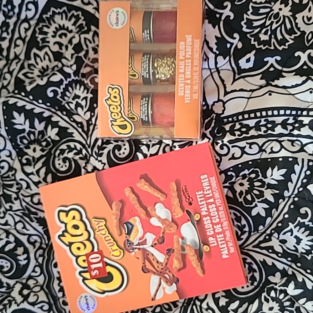 Claires lip gloss nail polish cheetos set